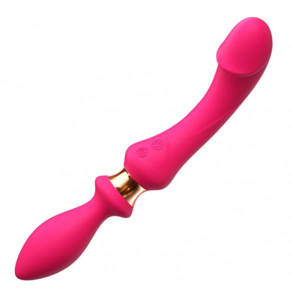 MizzZee - Dual-Head Vibrating Wand With Anal Plug (Chargeable - Red Rose)